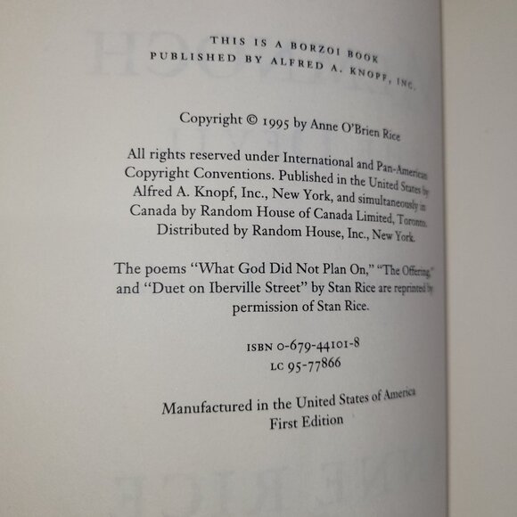 Vampire Chronicles Anne Rice Memnoch the Devil 1995 First Edition Hardcover Book - Picture 2 of 2